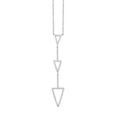 0.20ct 14k White Gold Diamond Triangle Lariat Necklace
